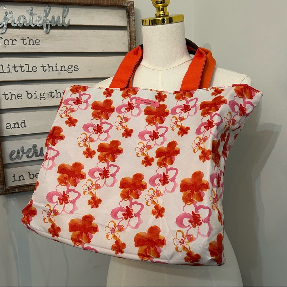 Lancôme Reversible Canvas Floral Tote Bag - Picture 1 of 10
